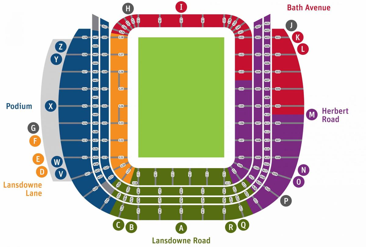 アビバスタジアム地図 アビバスタジアムシートマップ アイルランド