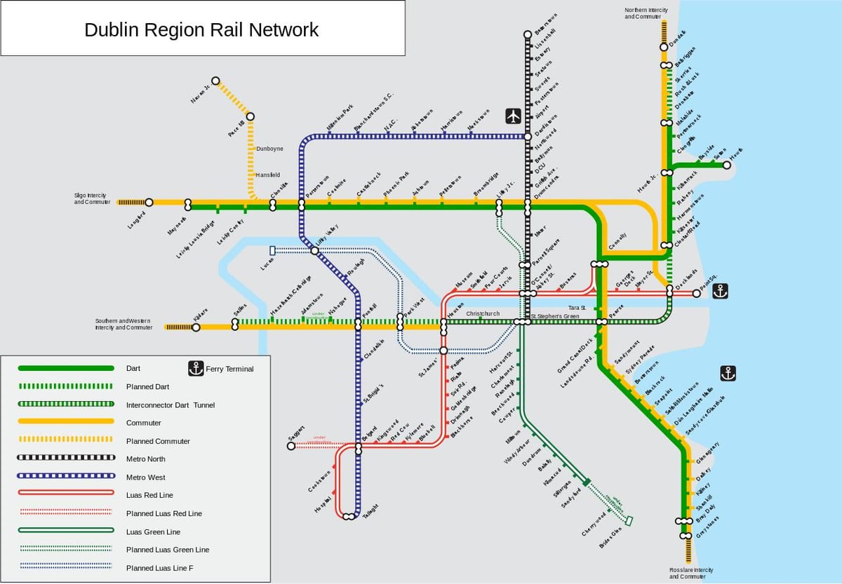 ダブリン鉄道駅に地図