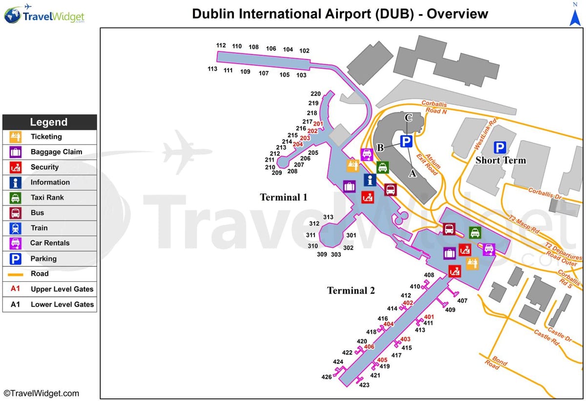 地図のダブリン空港
